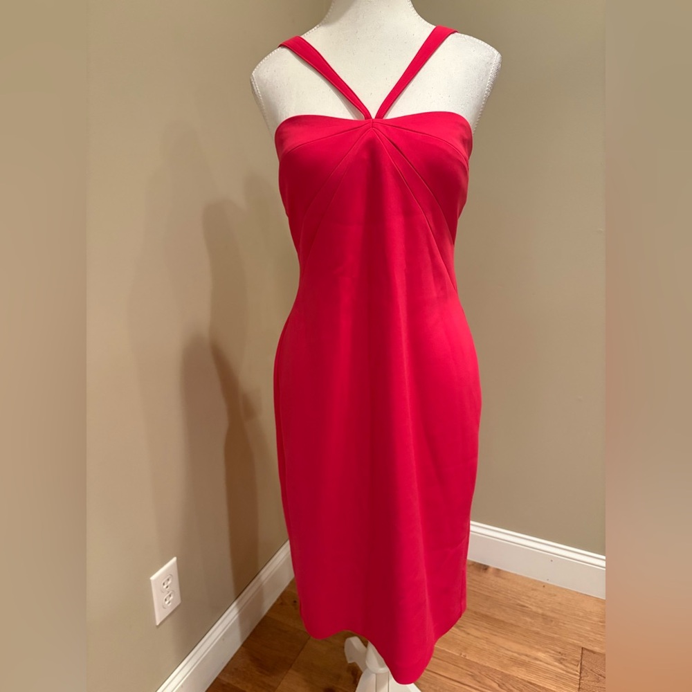 Laundry Fitted Pink Strap Detail Midi Dress Sz6 NWT Midi